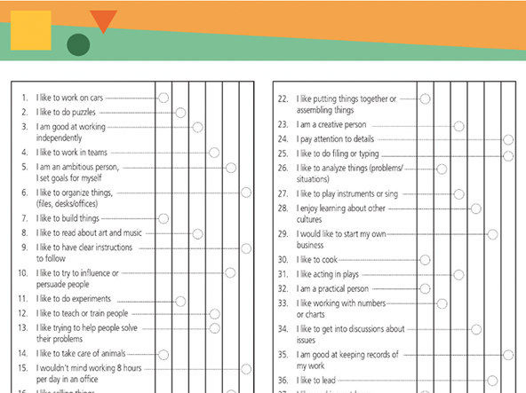 Paper-based Inclinations assessment screenshot
